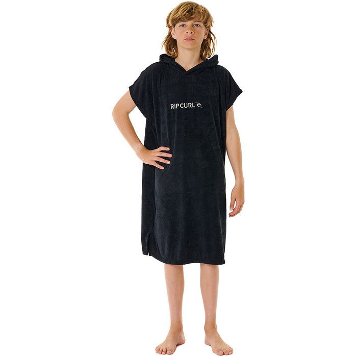 2024 Rip Curl Junior Brand Hooded Towel Changing Robe / Poncho 007BTO - Black / Grey